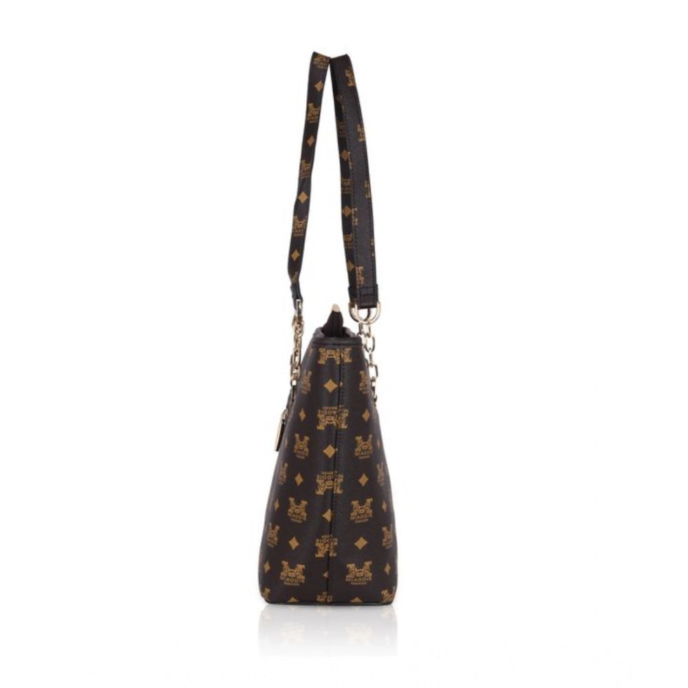 Generic Women's Faux Leather Printed Tote Bag (Brown)
