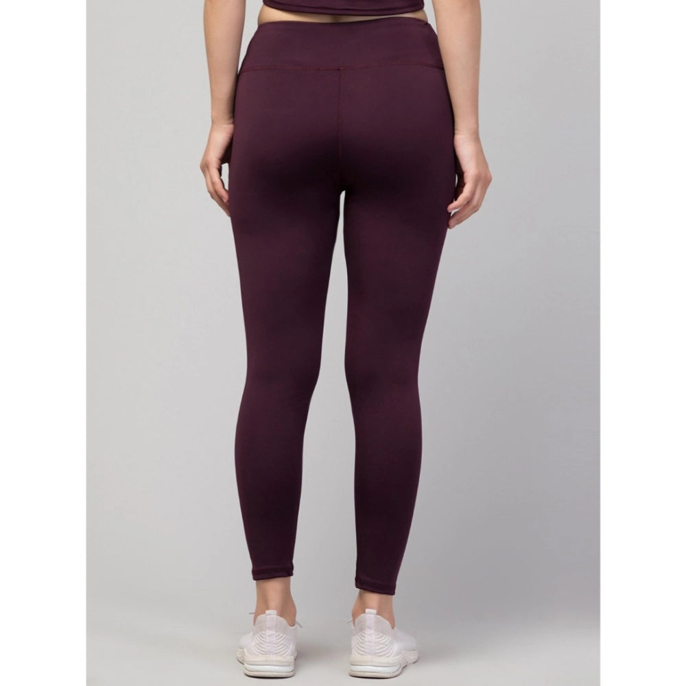 Generic Women's Polyester Solid Ankle Length High-Rise Tights (Purple)