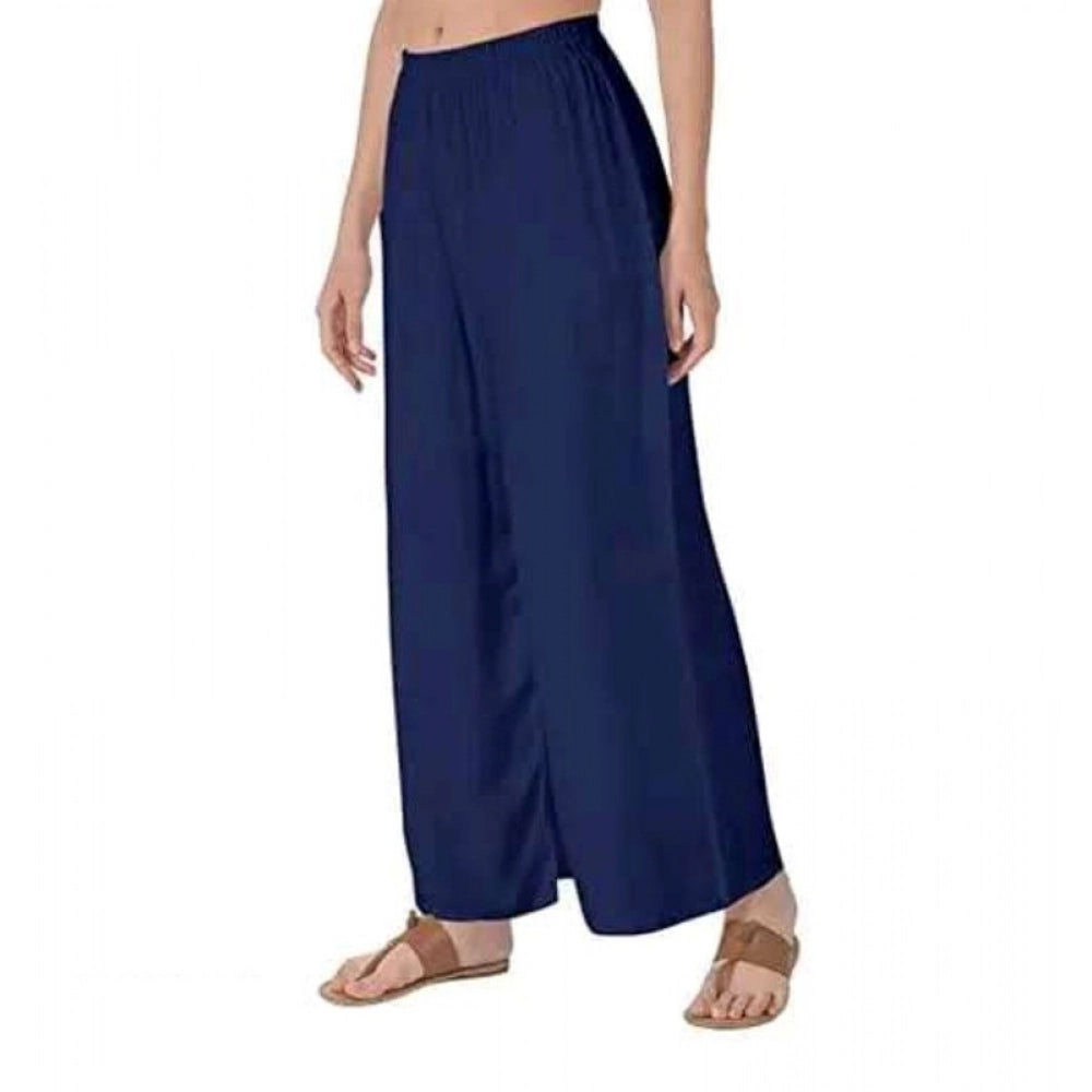 Generic Women's Casual Rayon Solid Ankle Length Palazzo (Navy Blue , Free Size)